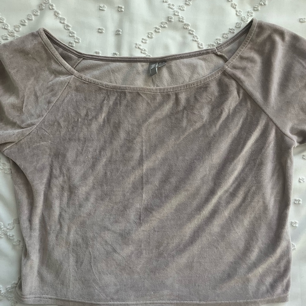 ASOS velvet off shoulder top